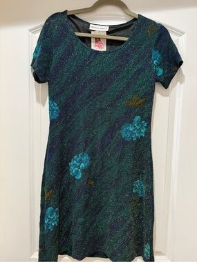 Betsy’s Things Vintage Metallic / Glitter Floral Dress - S/M